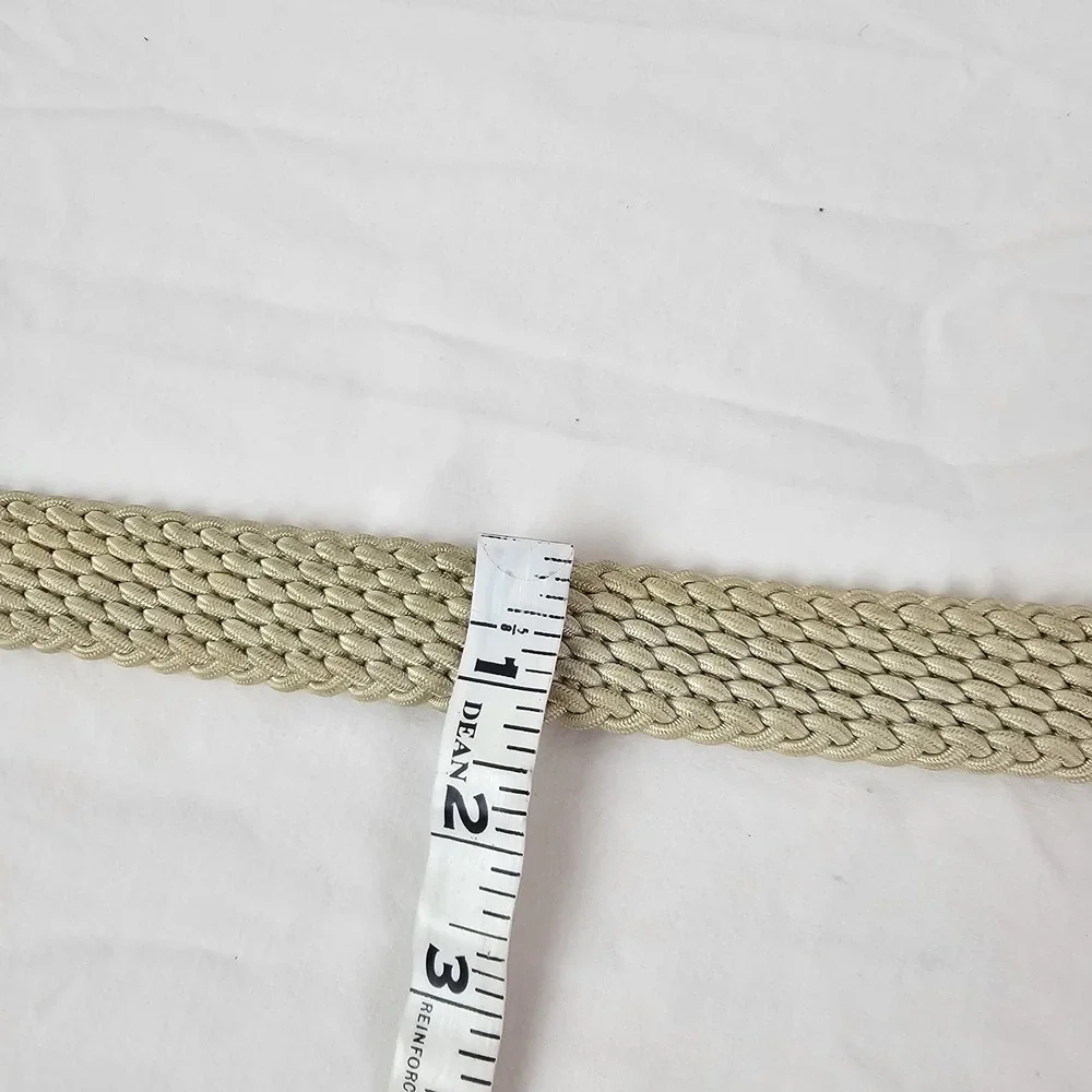 Brighton 33502 Belt Size 40 Woven Stretch Brown Leather Croc Trim Brass Buckle